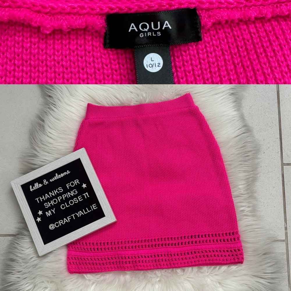 Aqua Girls Hot Pink Crochet Skirt | Girls Large 10/12